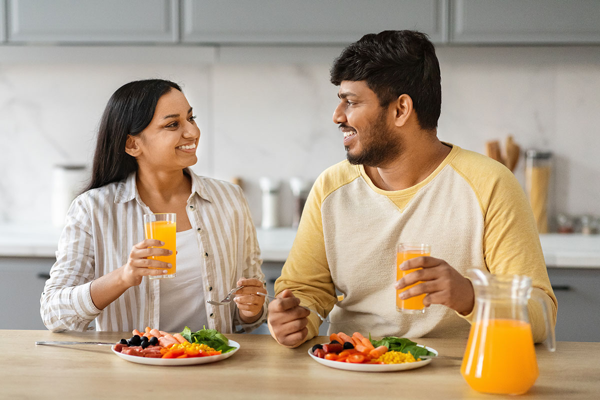 couple enjoying meal together