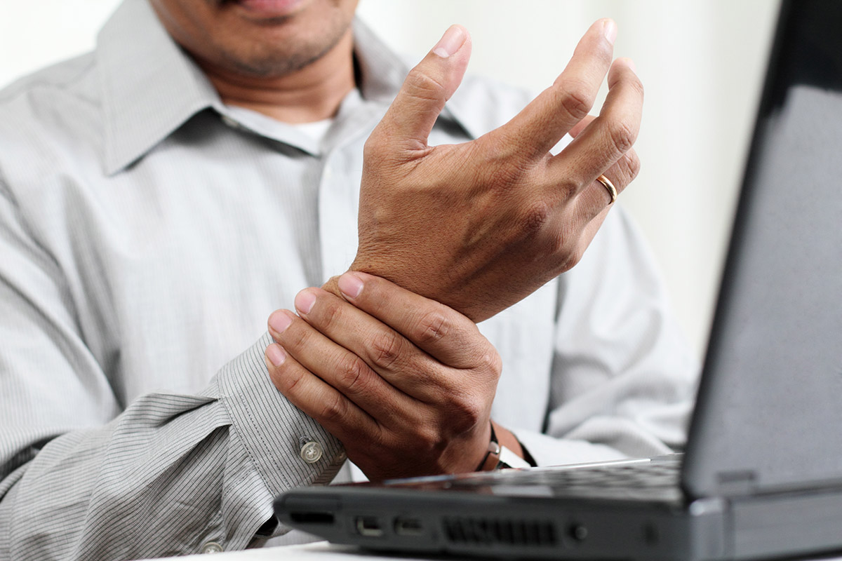 Man with hand pain.Close up.