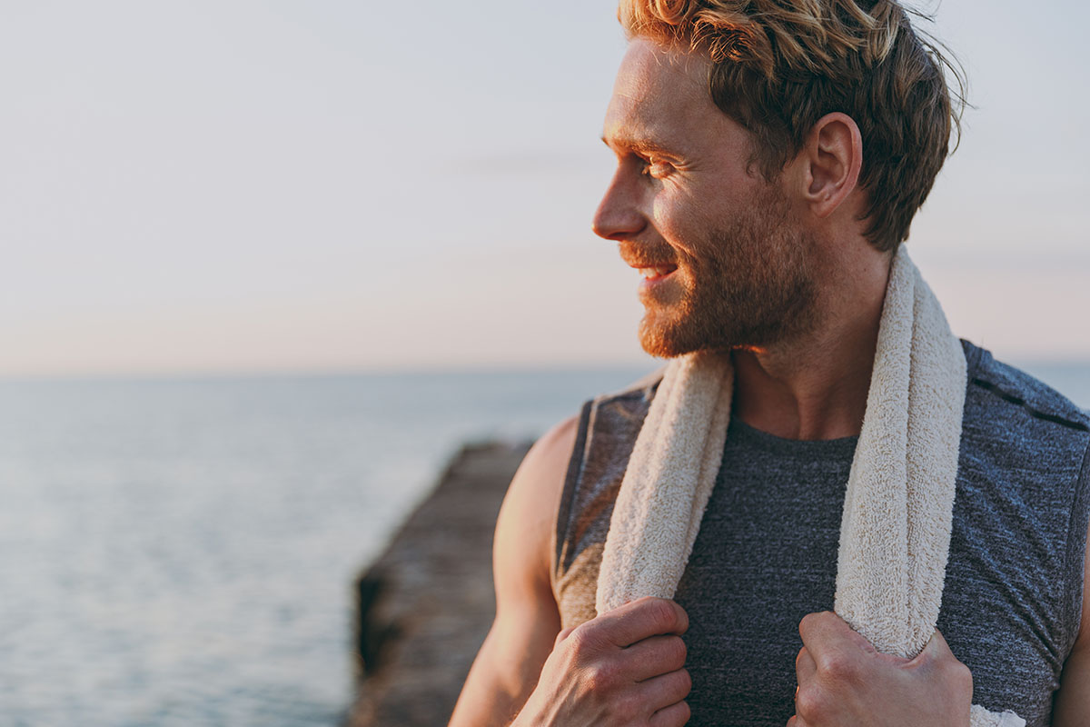 Man being active outdoors